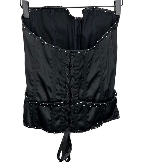 Y2K Charlotte Russe Black Polka Dot Corset Top L - Picture 4 of 8